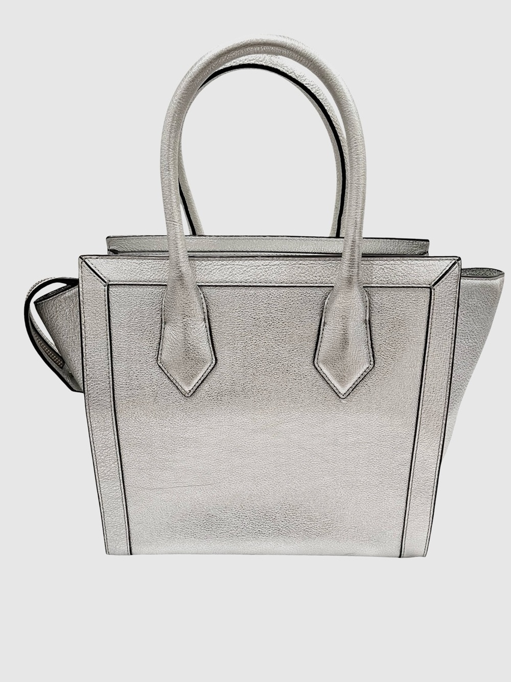 Henri Bendel Rivington 2-in-1 Leather Tote Metallic Silver NWOT - Picture 9 of 15